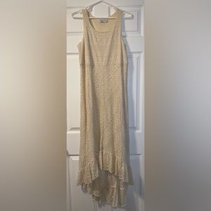 Solitaire by Ravi Khosla IVORY LINED CROCHET SLEEVELESS Sz Large